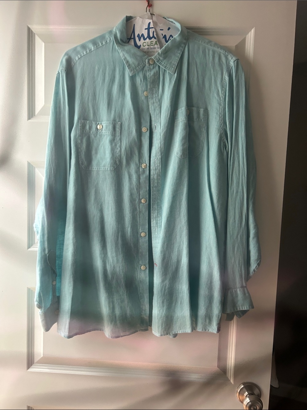 Cremieux Men’s Linen Aqua Button-Up Shirt